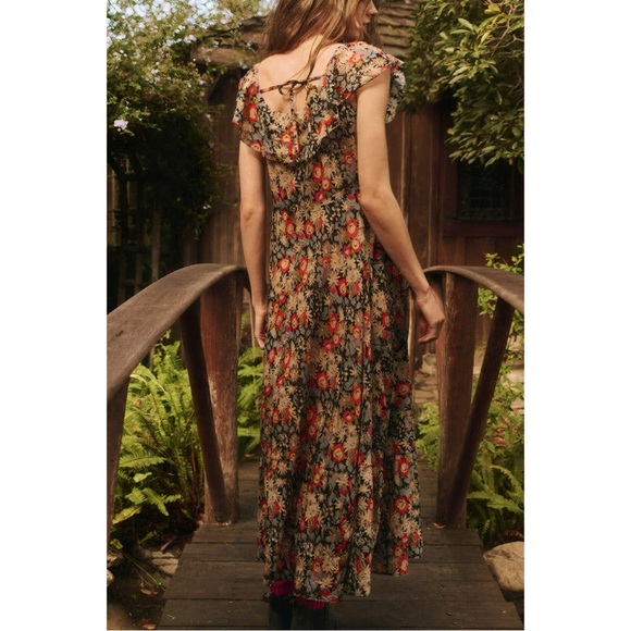 THE GREAT. Maxi Floral The Geranium Ruffle Dress - Picture 5 of 7